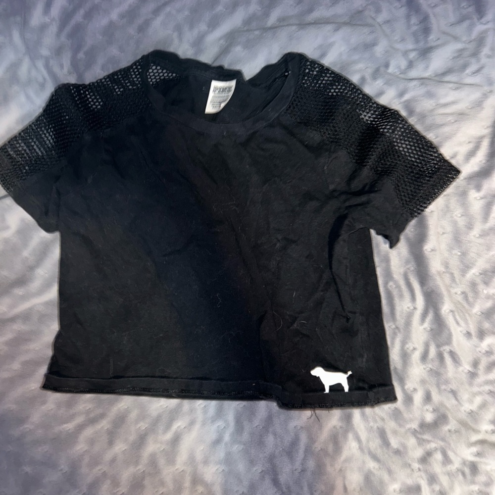 Black pink crop top